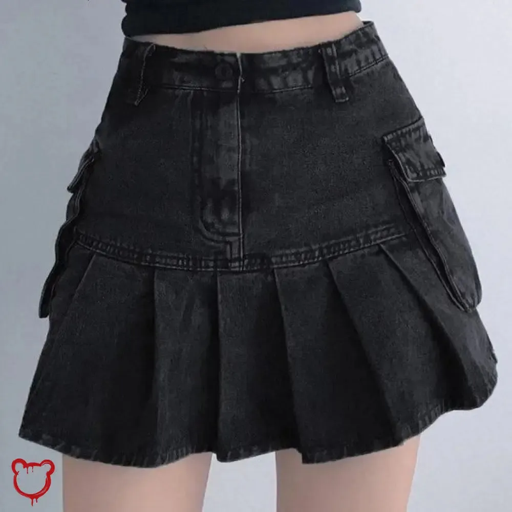 Destined Black Grunge Denim Skirt