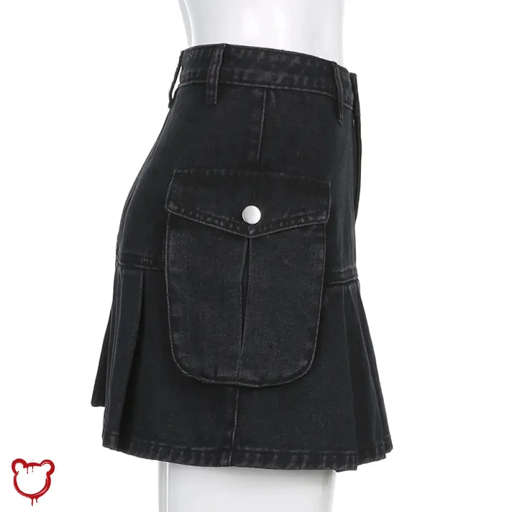 Destined Black Grunge Denim Skirt