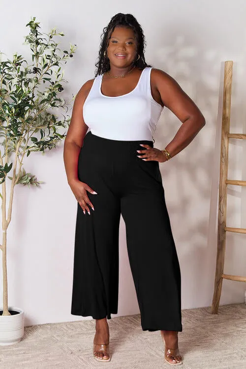 Double Take Smocked Wide Waistband Wide Leg Pants