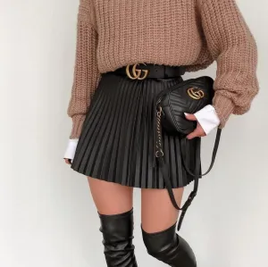 Draped Pleated Knitted Mini Skirts Women Winter Short Skirt