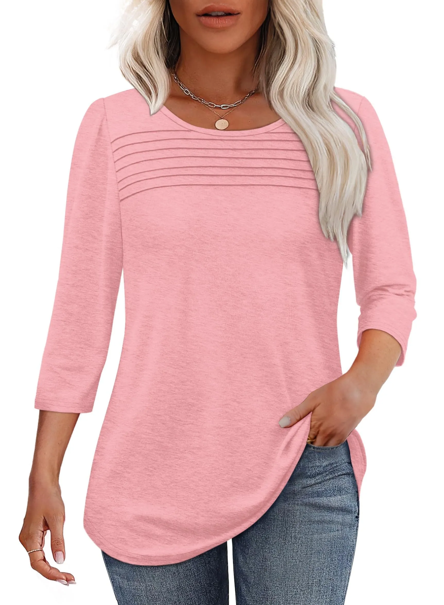 Elisa | Pleated 3/4 Sleeve Top