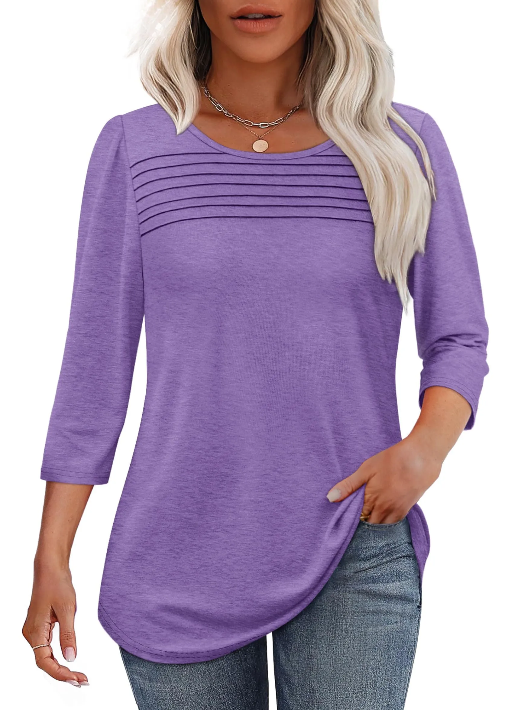 Elisa | Pleated 3/4 Sleeve Top