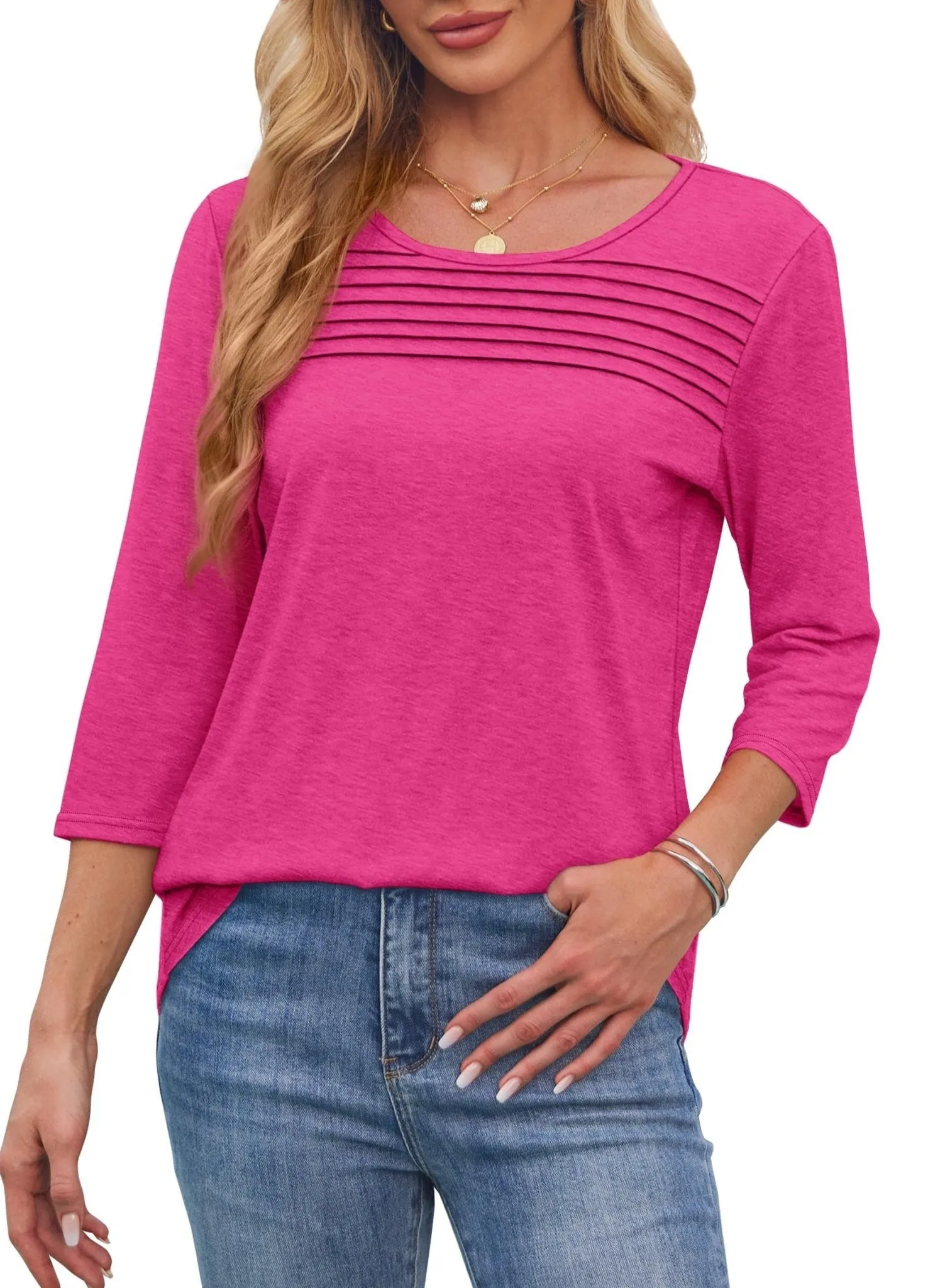 Elisa | Pleated 3/4 Sleeve Top