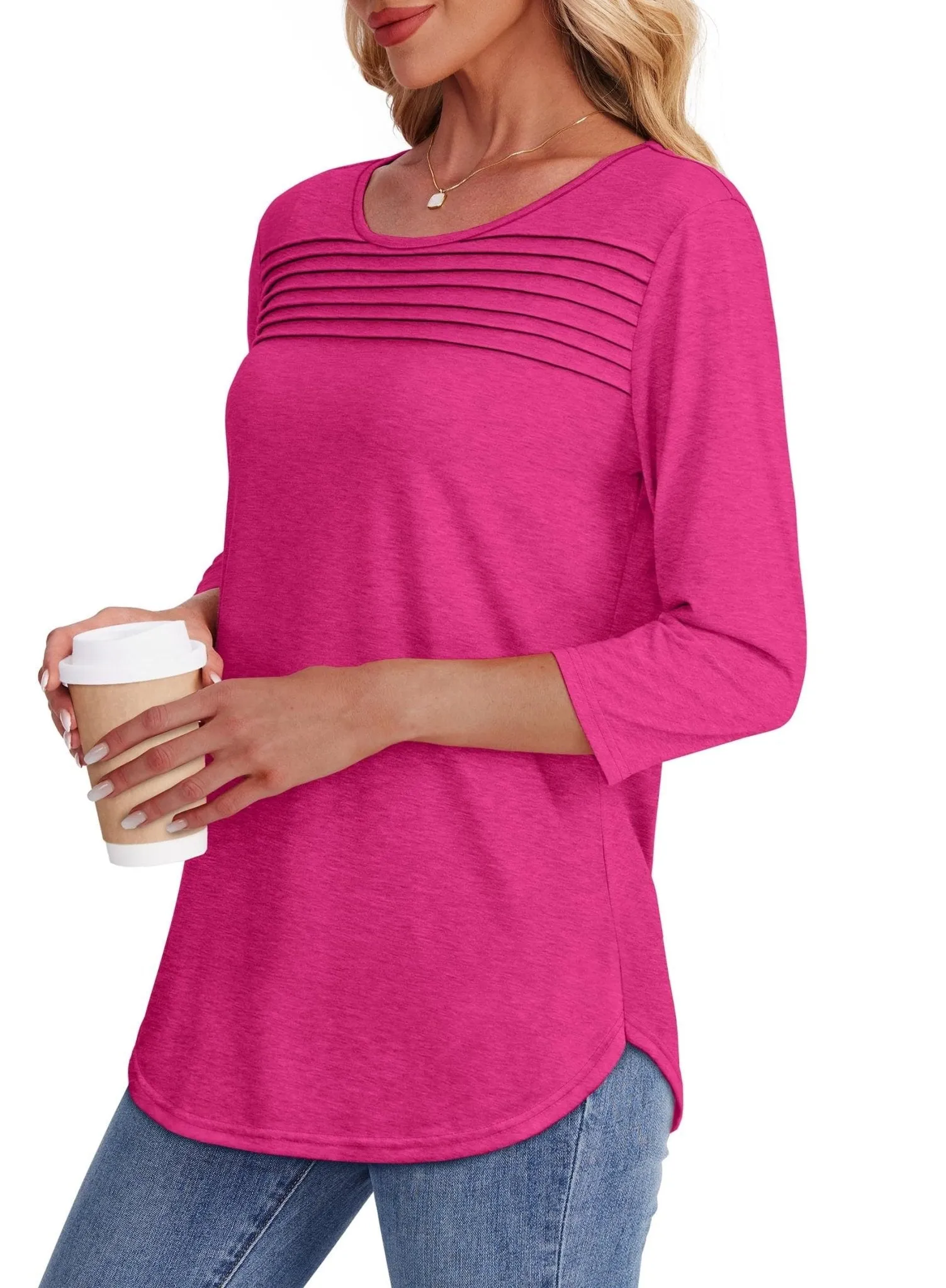 Elisa | Pleated 3/4 Sleeve Top