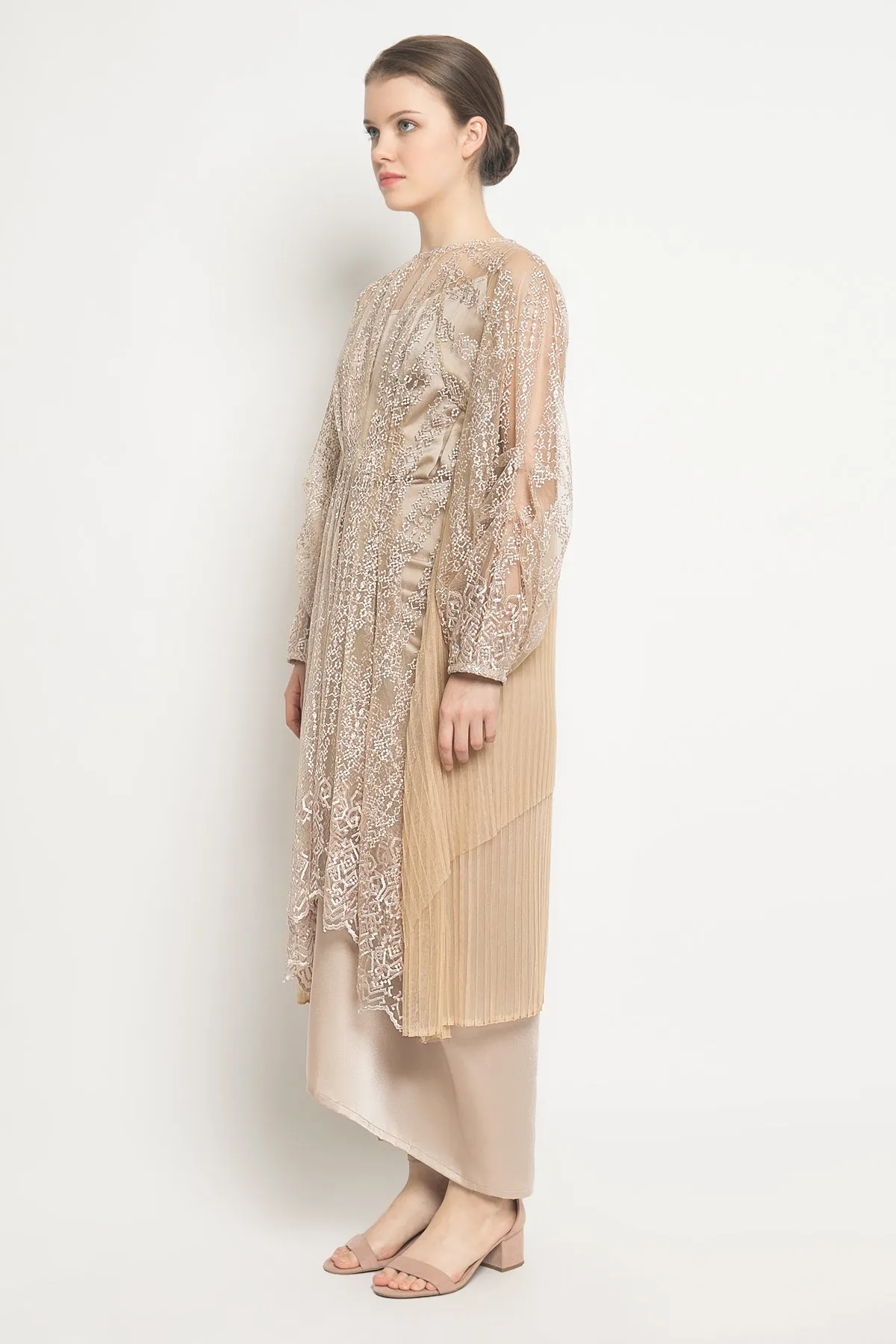 Elly Pleated Back top in Champagne