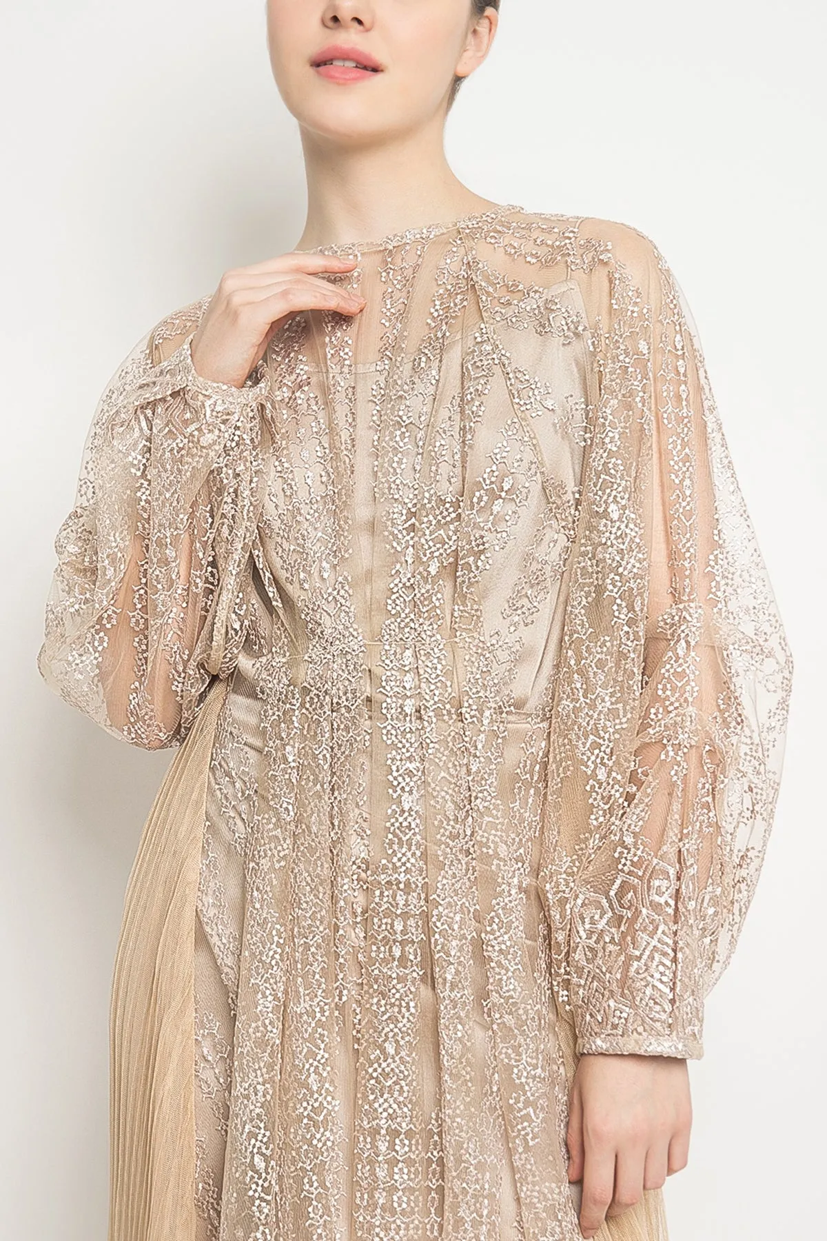 Elly Pleated Back top in Champagne
