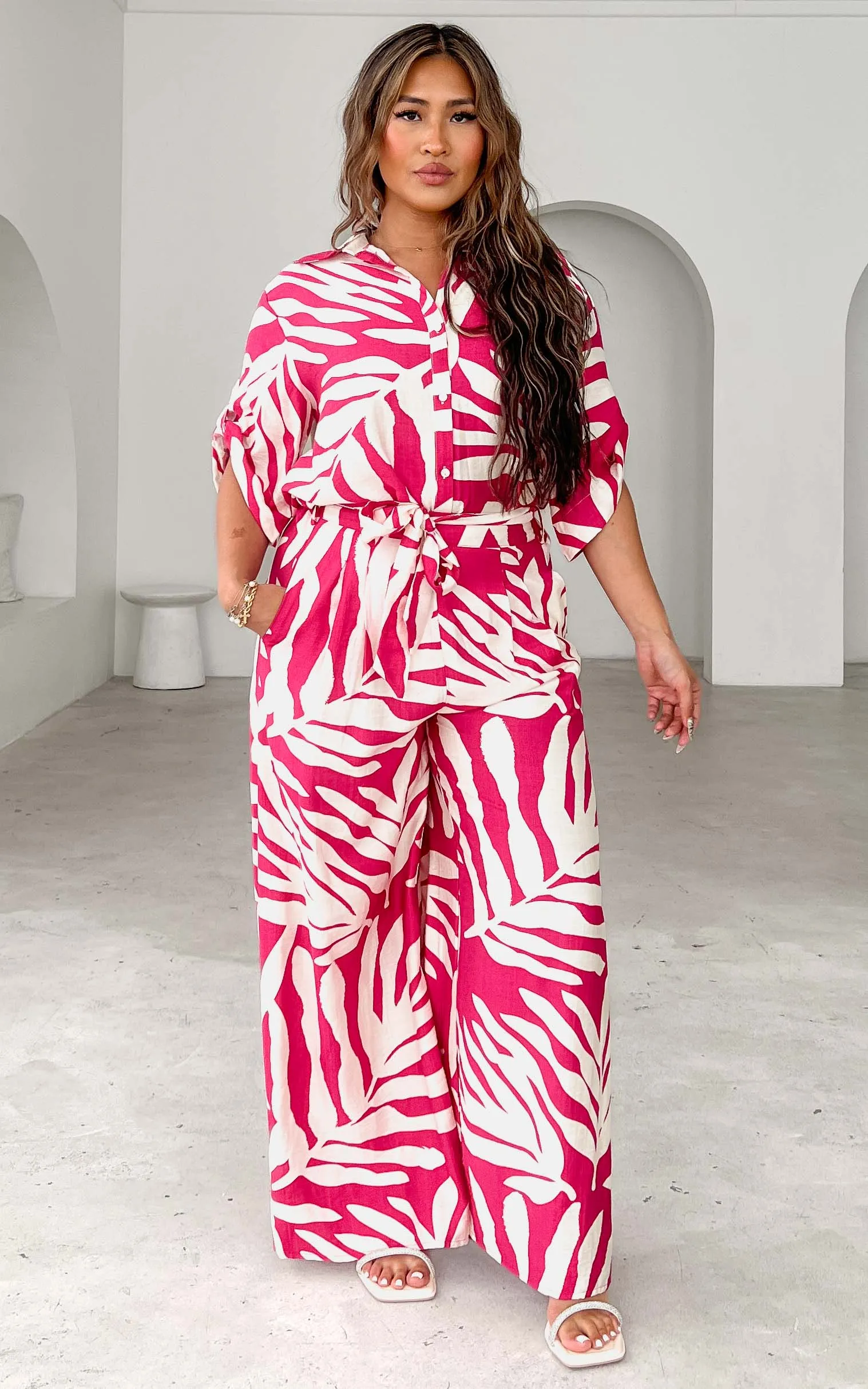 Enzo Shirt Blouse - Pink Print