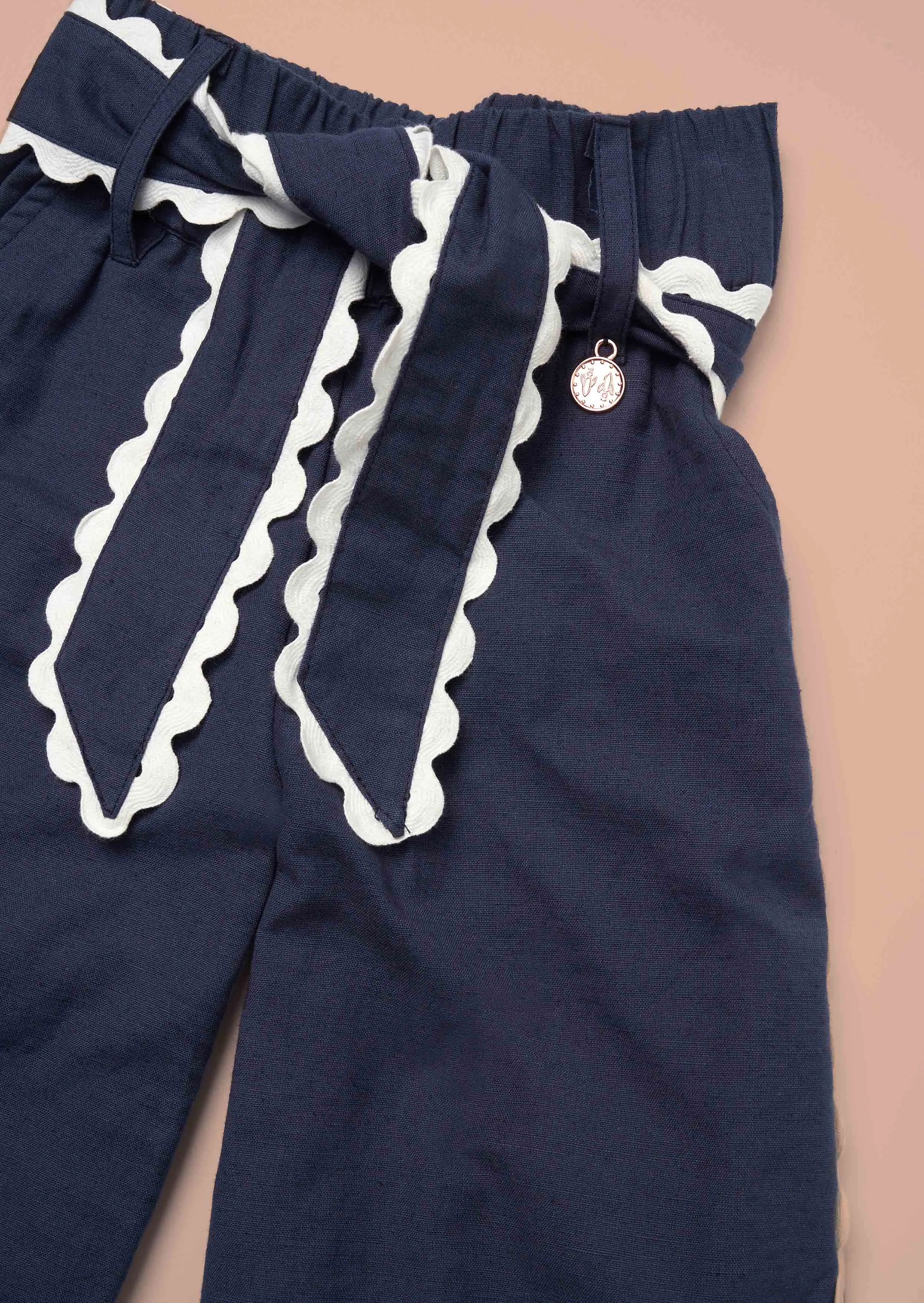 Erica Navy Linen Blend Trousers
