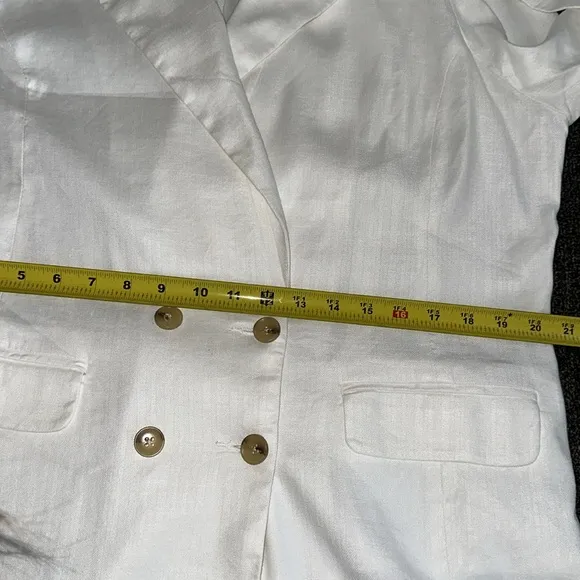 Evereve Alexa Double Breasted Blazer in Ivory White Linen Blend Size Medium