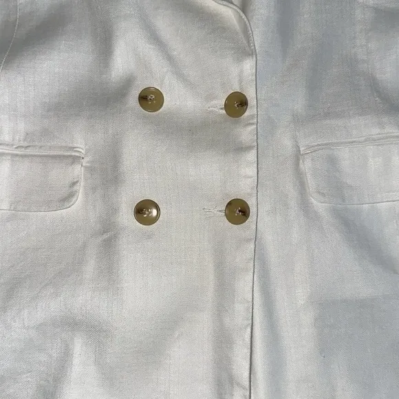 Evereve Alexa Double Breasted Blazer in Ivory White Linen Blend Size Medium