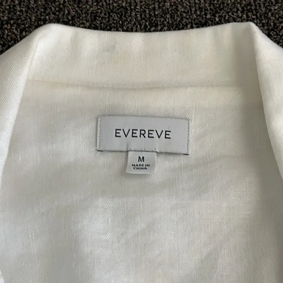 Evereve Alexa Double Breasted Blazer in Ivory White Linen Blend Size Medium