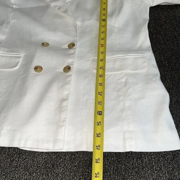 Evereve Alexa Double Breasted Blazer in Ivory White Linen Blend Size Medium