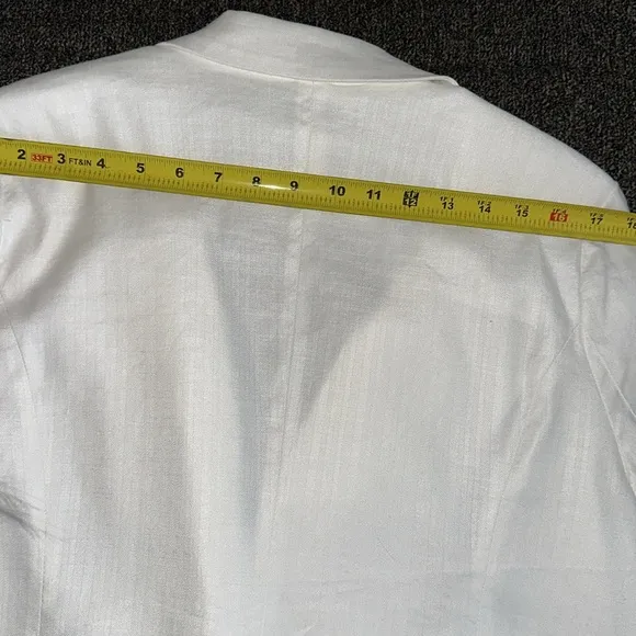 Evereve Alexa Double Breasted Blazer in Ivory White Linen Blend Size Medium