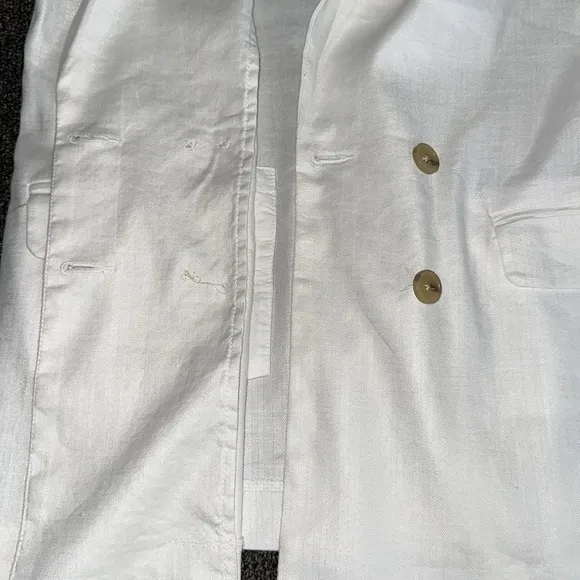 Evereve Alexa Double Breasted Blazer in Ivory White Linen Blend Size Medium
