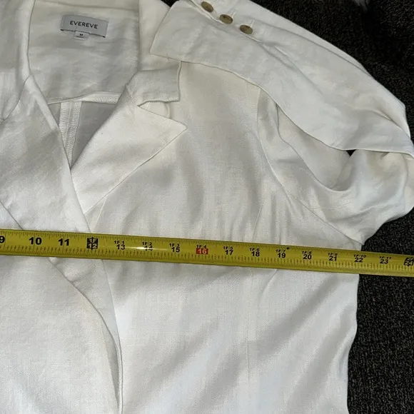 Evereve Alexa Double Breasted Blazer in Ivory White Linen Blend Size Medium