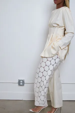 Eyelet wide-leg pant
