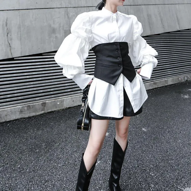 Fashion Adjustable Black Vest Matching Shirts