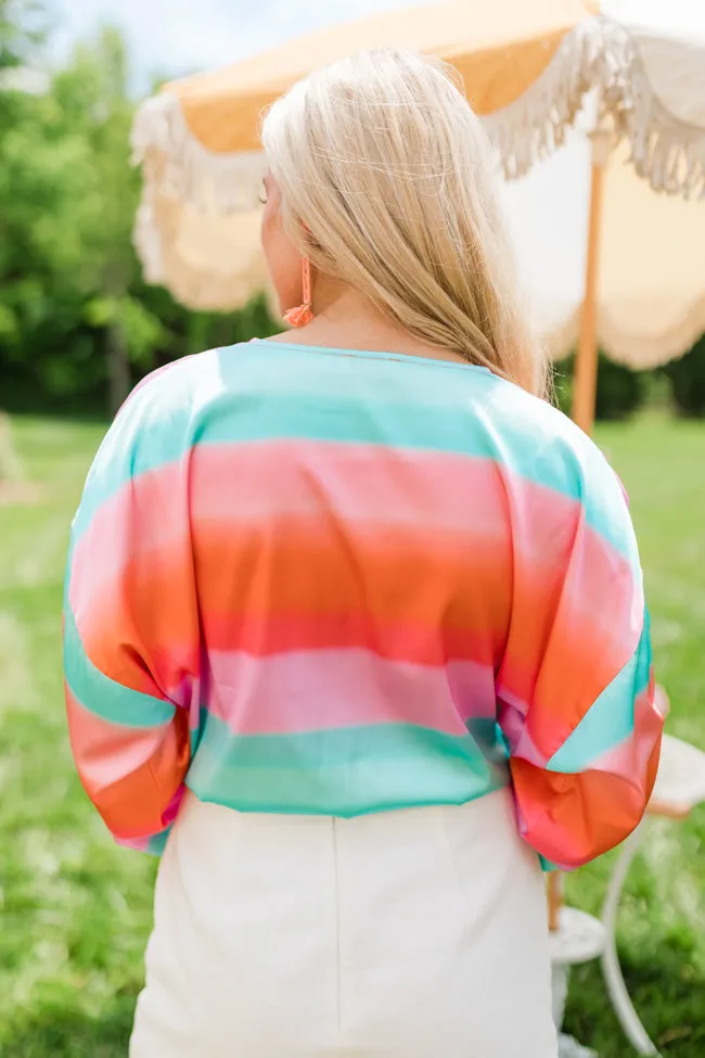 Final Bow Sunset Multi Satin Wrap Top FINAL SALE