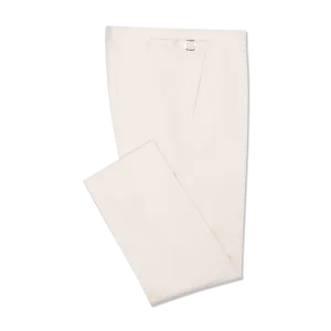 Flat Front Trouser in Natural Cream Canvas