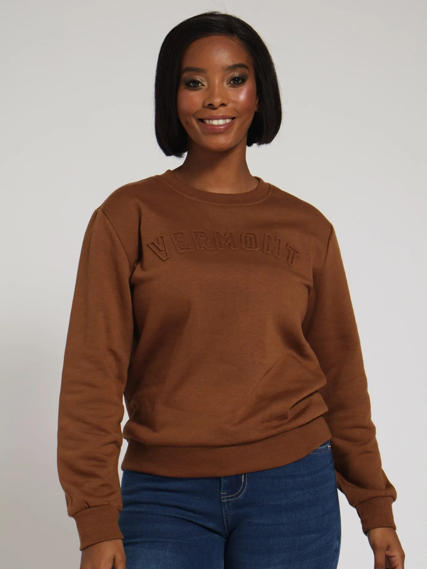 Fleece Embossed Pullover - Brown