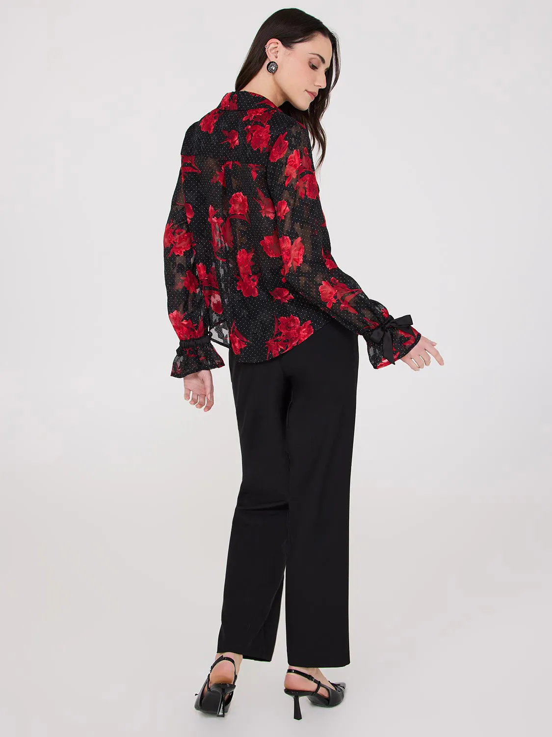 Floral Print V-Neck Blouse