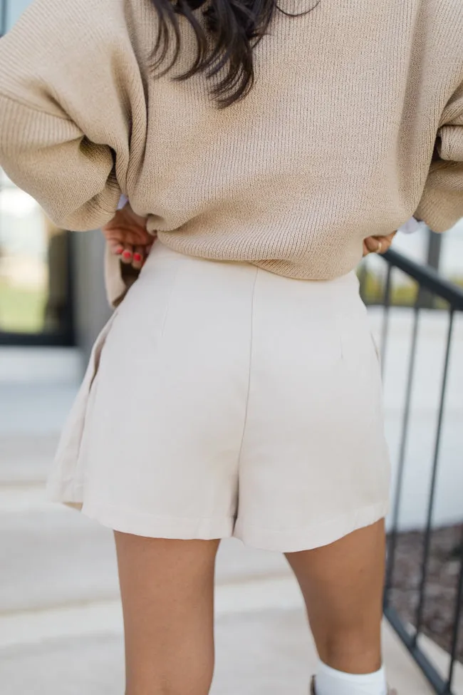 Follow The Tempo Champagne Pleated Side Skort FINAL SALE
