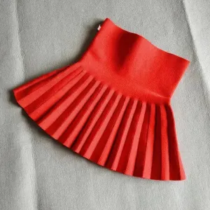 Girls Autumn Clothing Knitted Skirt High Waist Pleated Mini Skirt