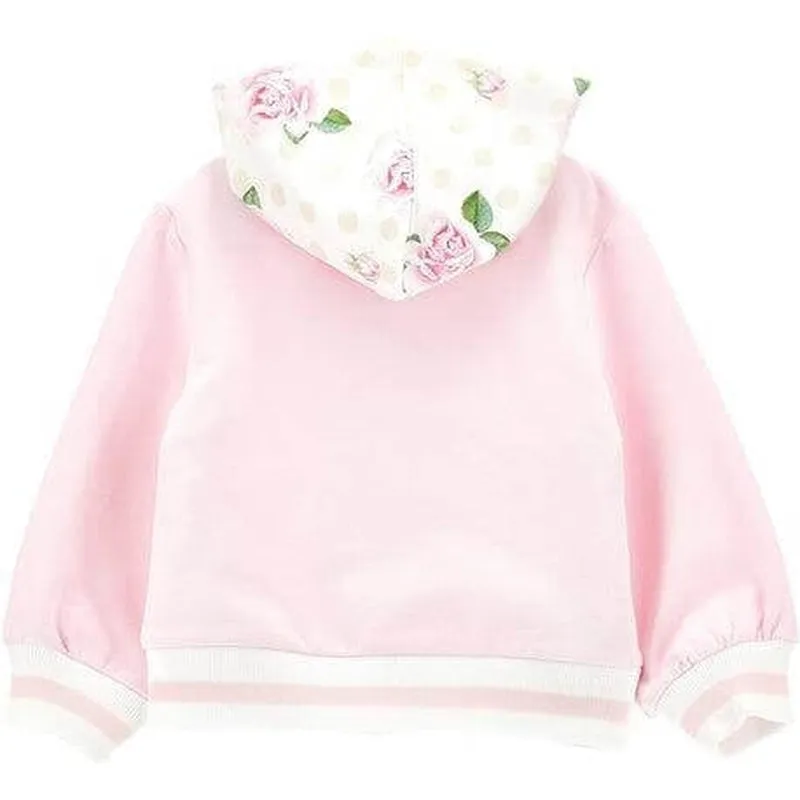 Girls Pink Bear Zip Up Hoodie