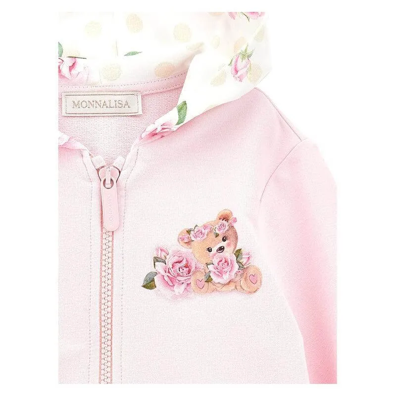 Girls Pink Bear Zip Up Hoodie