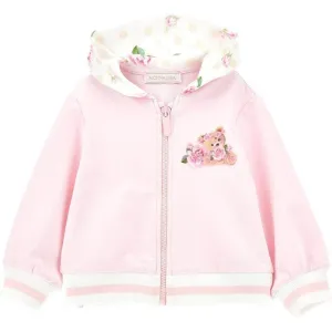 Girls Pink Bear Zip Up Hoodie