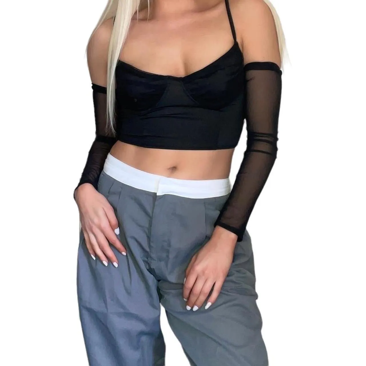 Grey Baggy Low Rise Chino Trousers