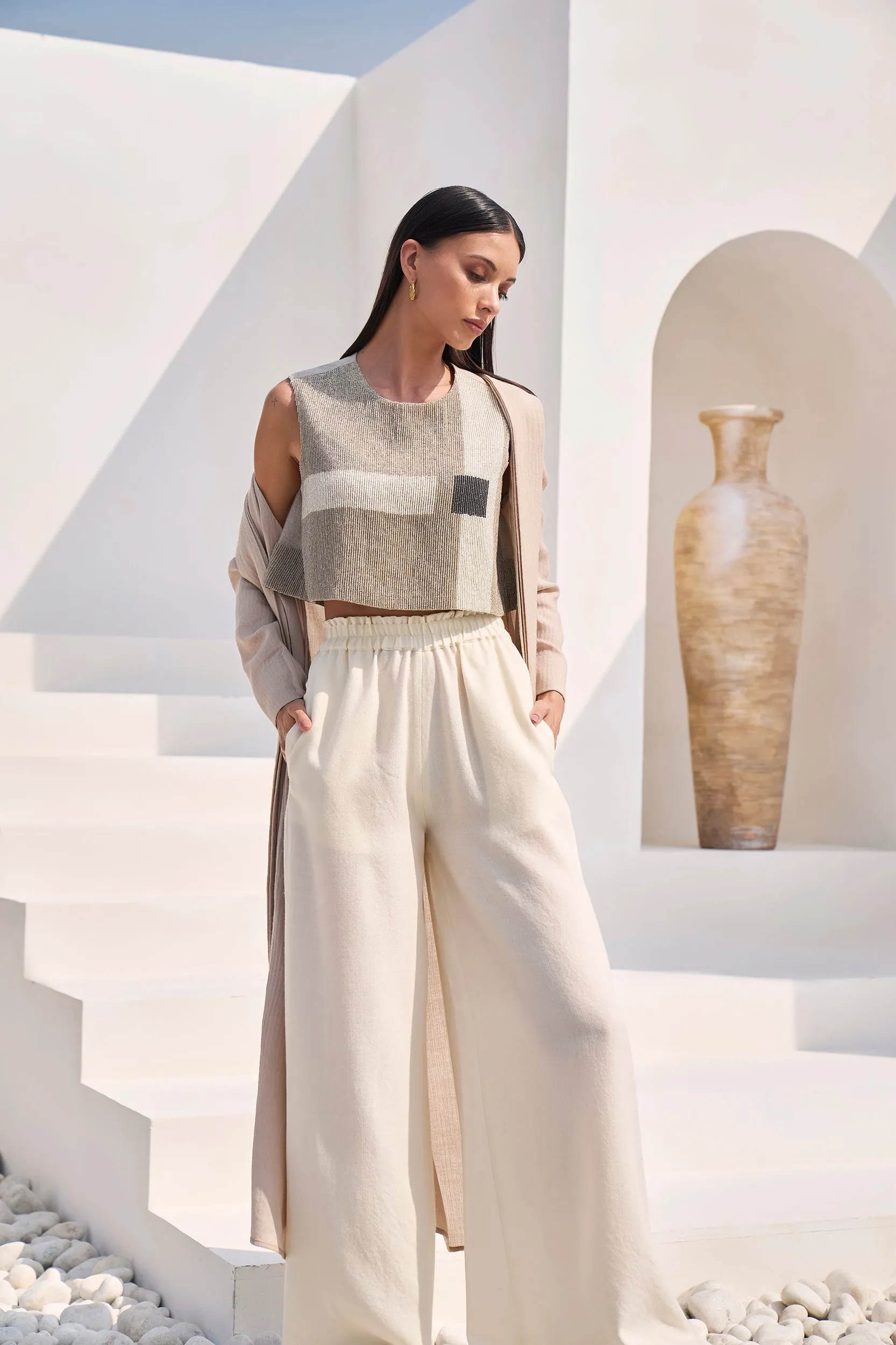 Hanle Woollen Top (Dusty Pink) & Bruges Woollen Pants (Ivory)