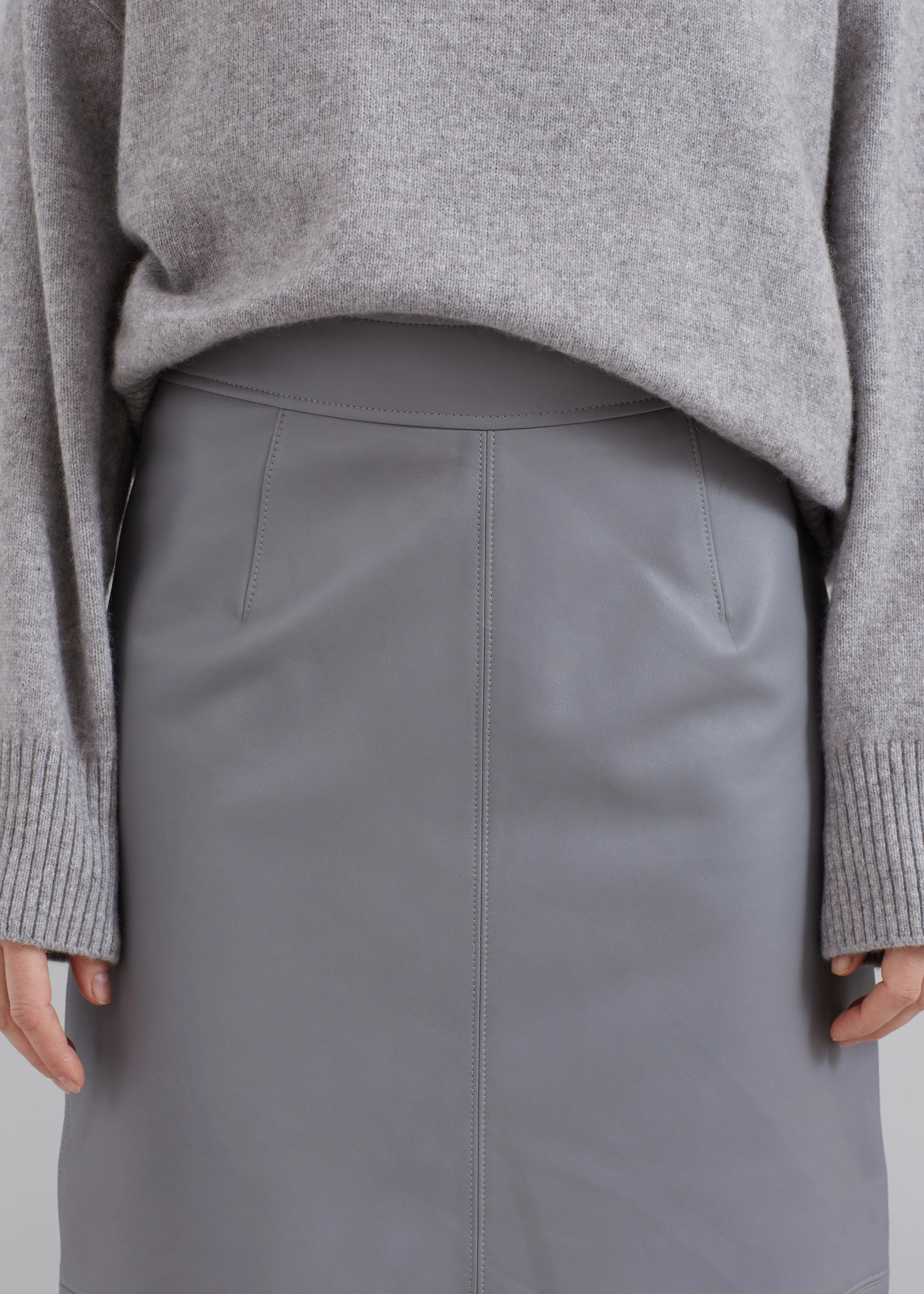 Heather Leather Pencil Skirt - Grey