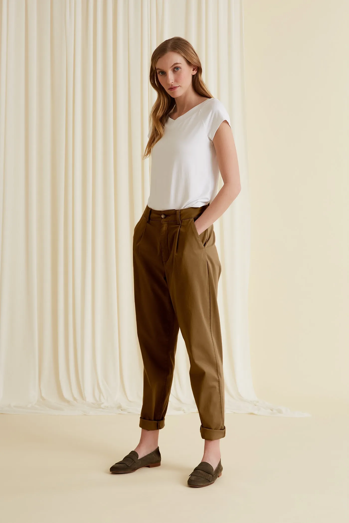 Henrika Cotton Pants Caraway