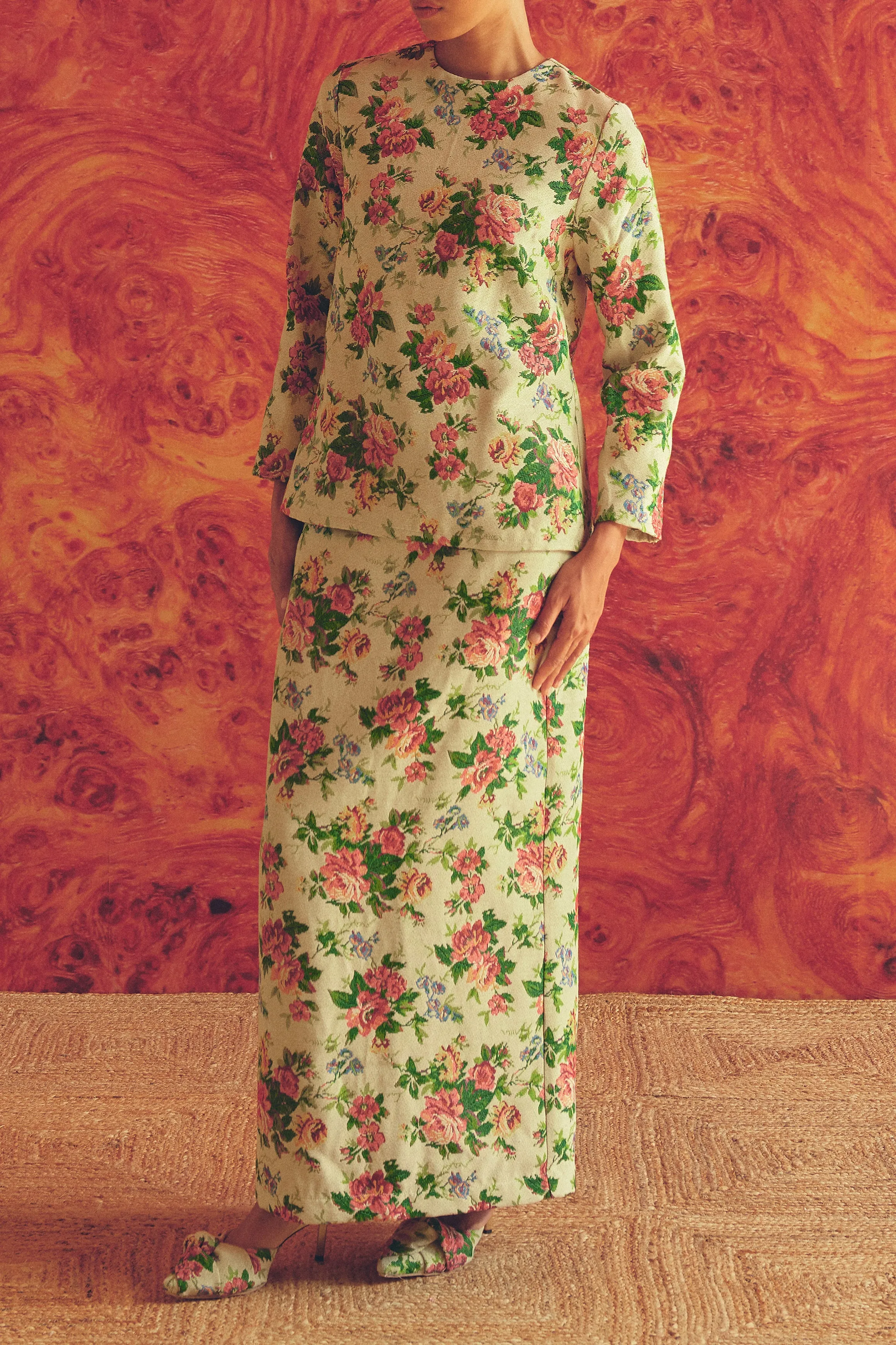 Heritage Brocade Skirt in Chamomile