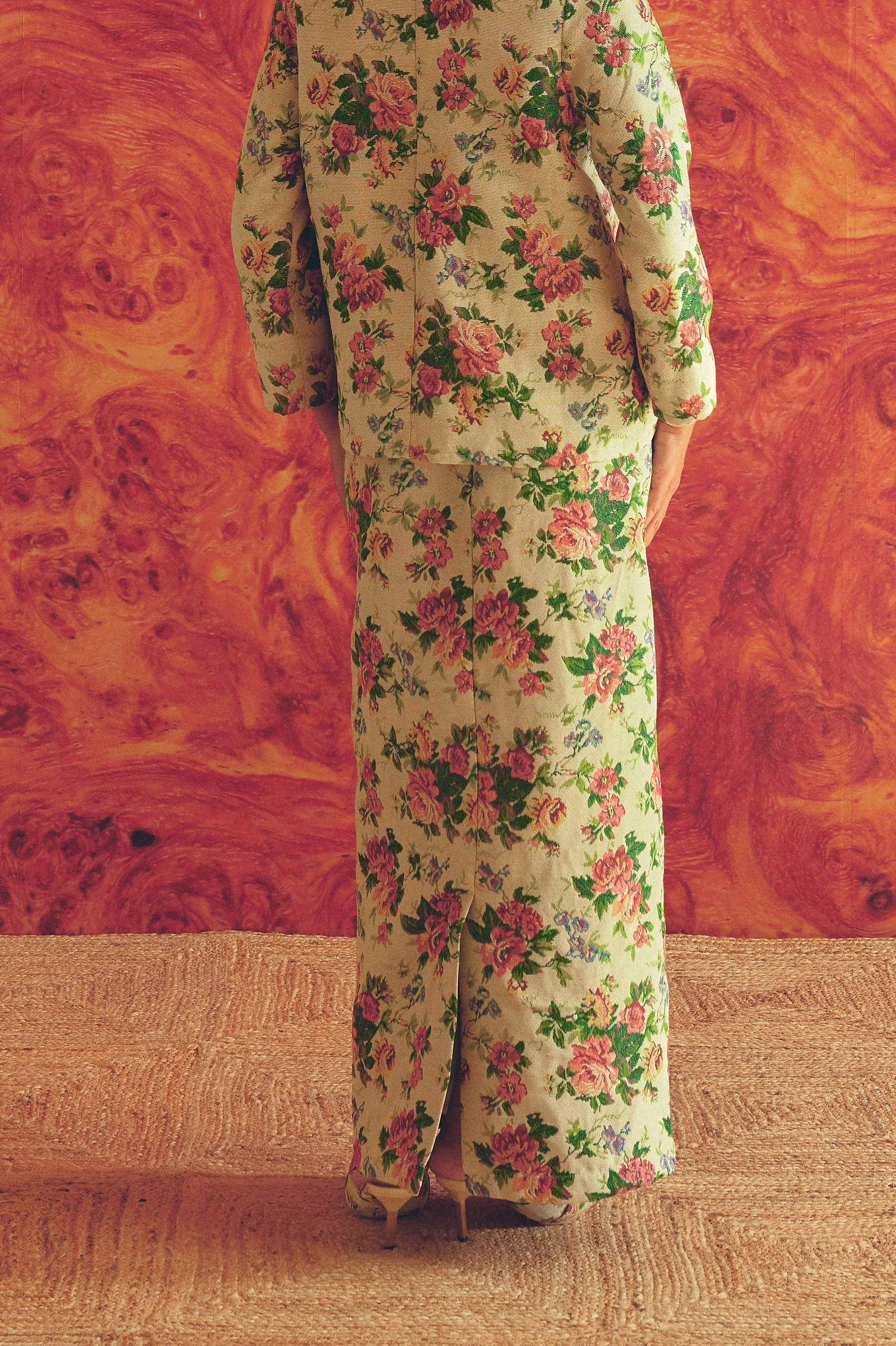 Heritage Brocade Skirt in Chamomile