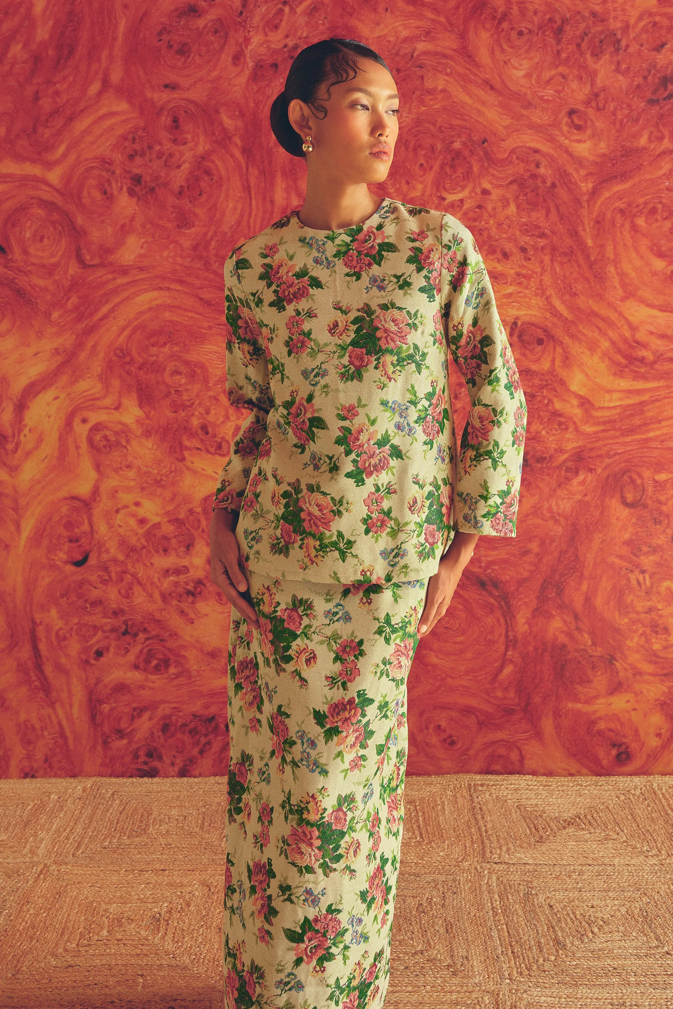 Heritage Brocade Skirt in Chamomile