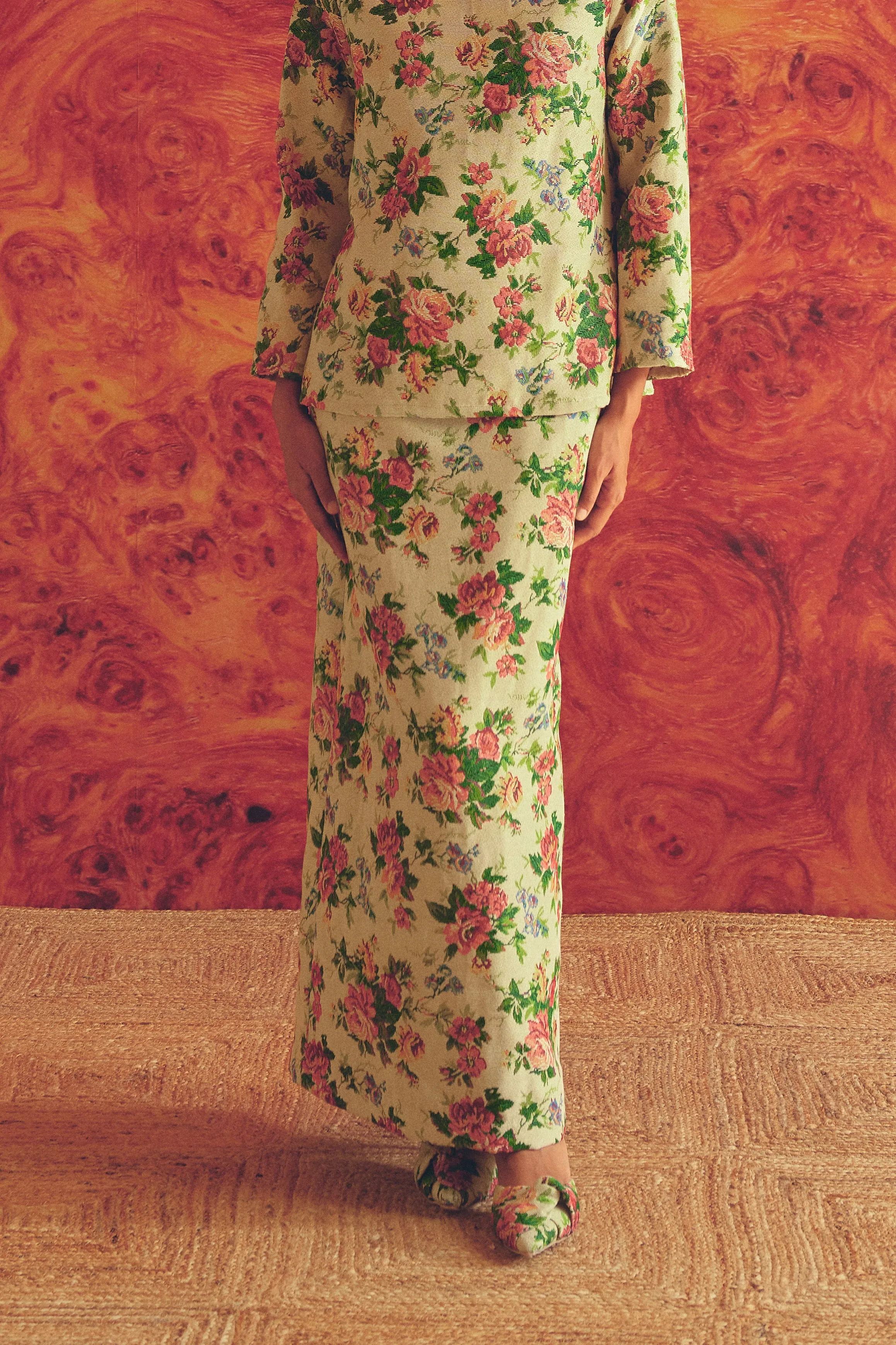 Heritage Brocade Skirt in Chamomile