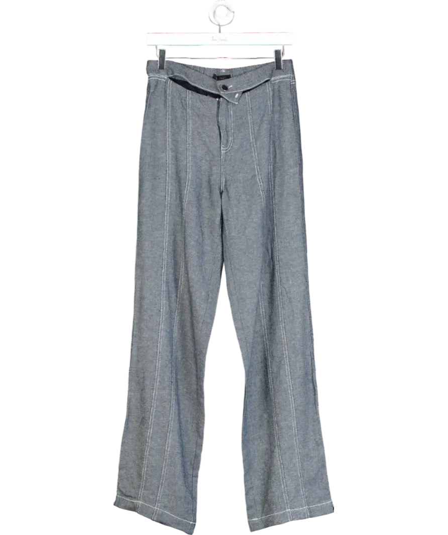 h:ours Blue Wide Leg Linen Trousers UK S