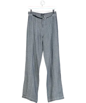 h:ours Blue Wide Leg Linen Trousers UK S