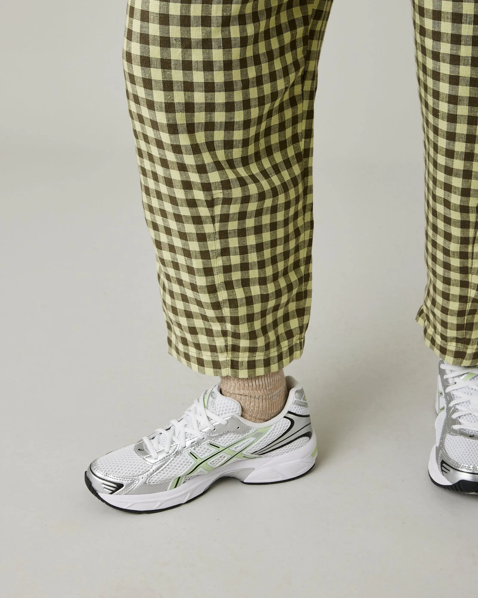 Huxley Matcha Gingham Linen Trousers