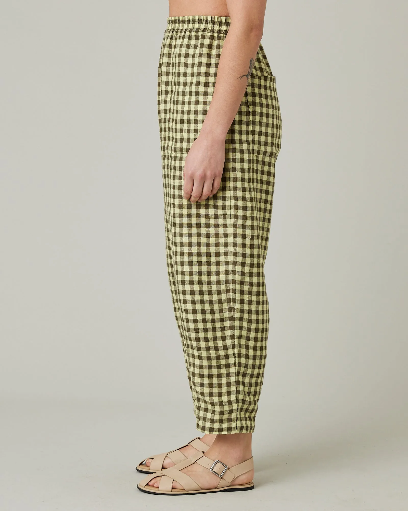 Huxley Matcha Gingham Linen Trousers