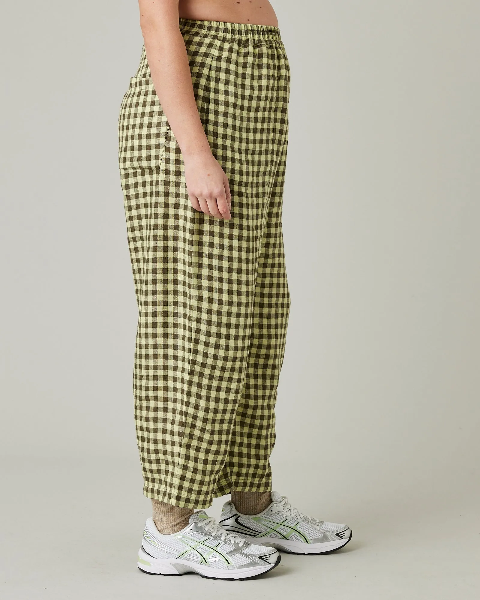 Huxley Matcha Gingham Linen Trousers