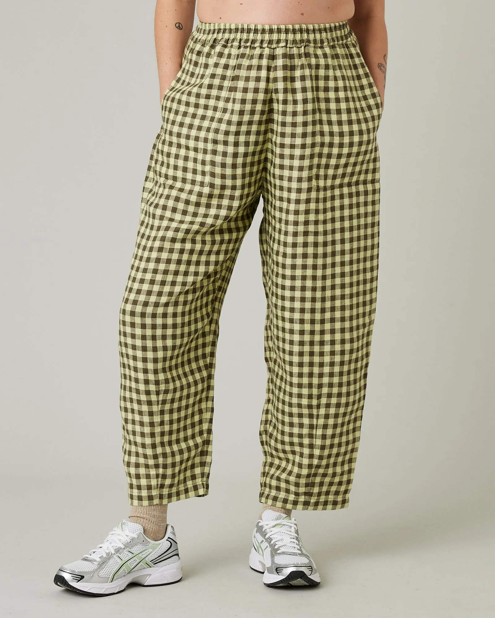 Huxley Matcha Gingham Linen Trousers