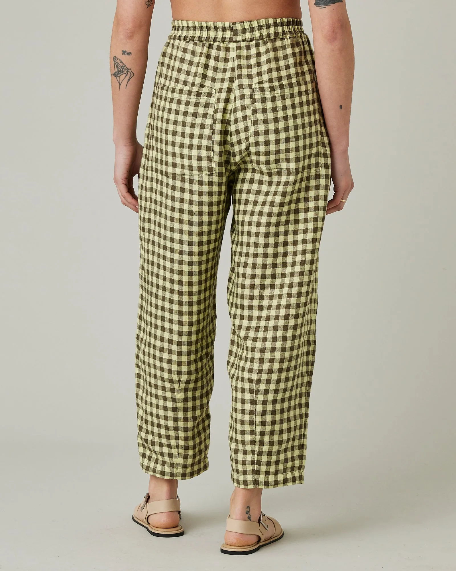 Huxley Matcha Gingham Linen Trousers