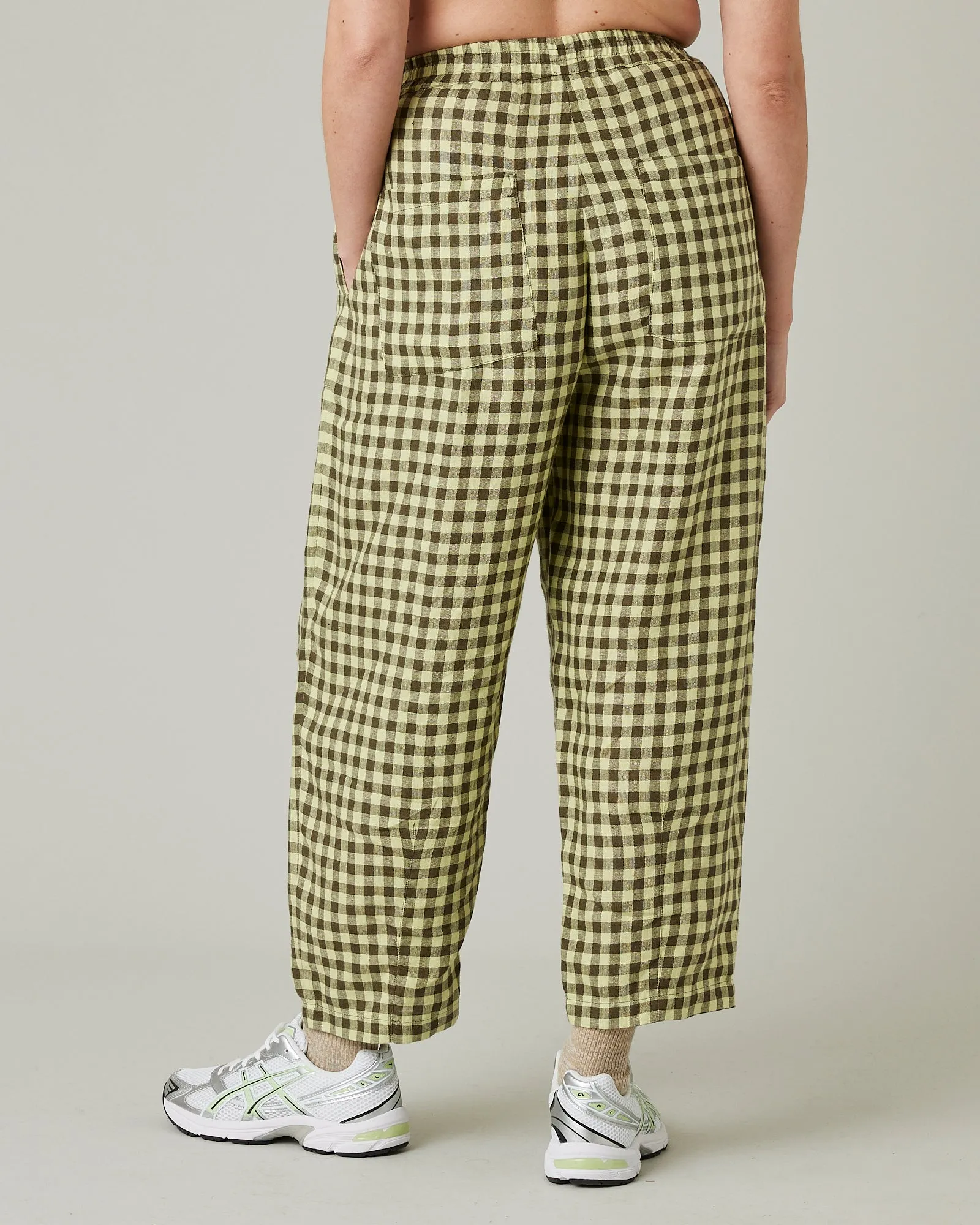 Huxley Matcha Gingham Linen Trousers