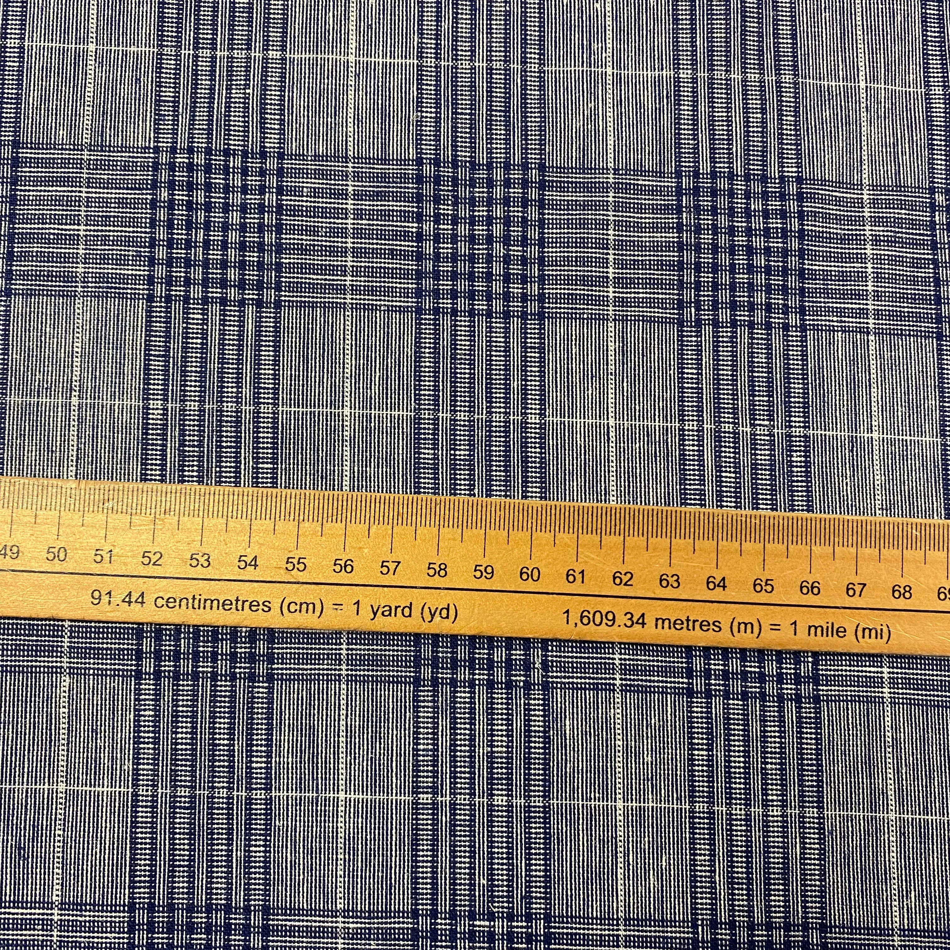 Indigo Check Viscose Linen Blend