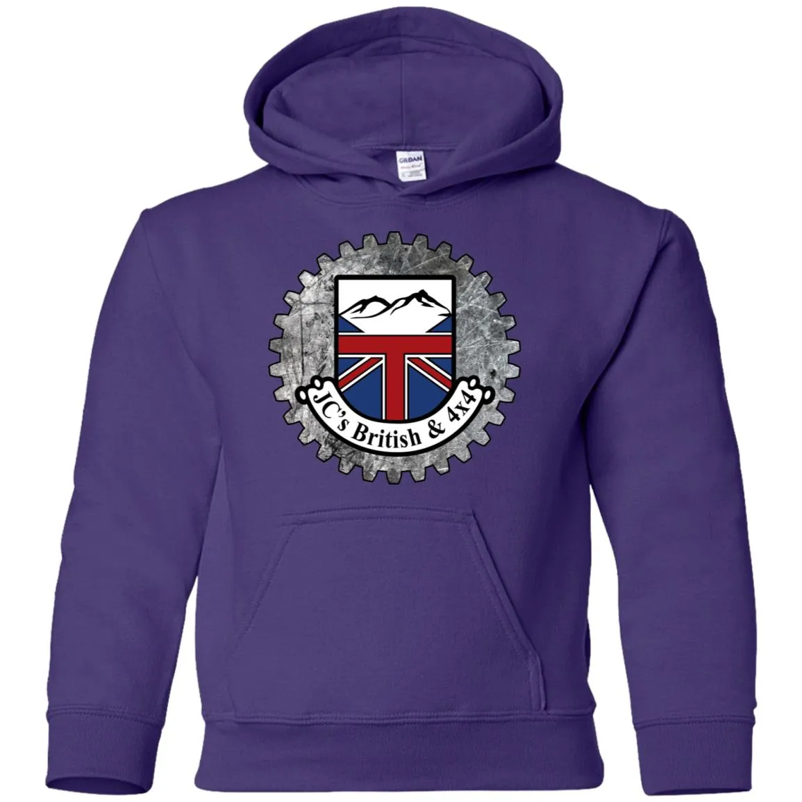 JC's British round logo G185B Gildan Youth Pullover Hoodie