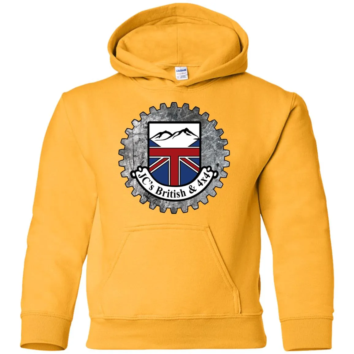 JC's British round logo G185B Gildan Youth Pullover Hoodie