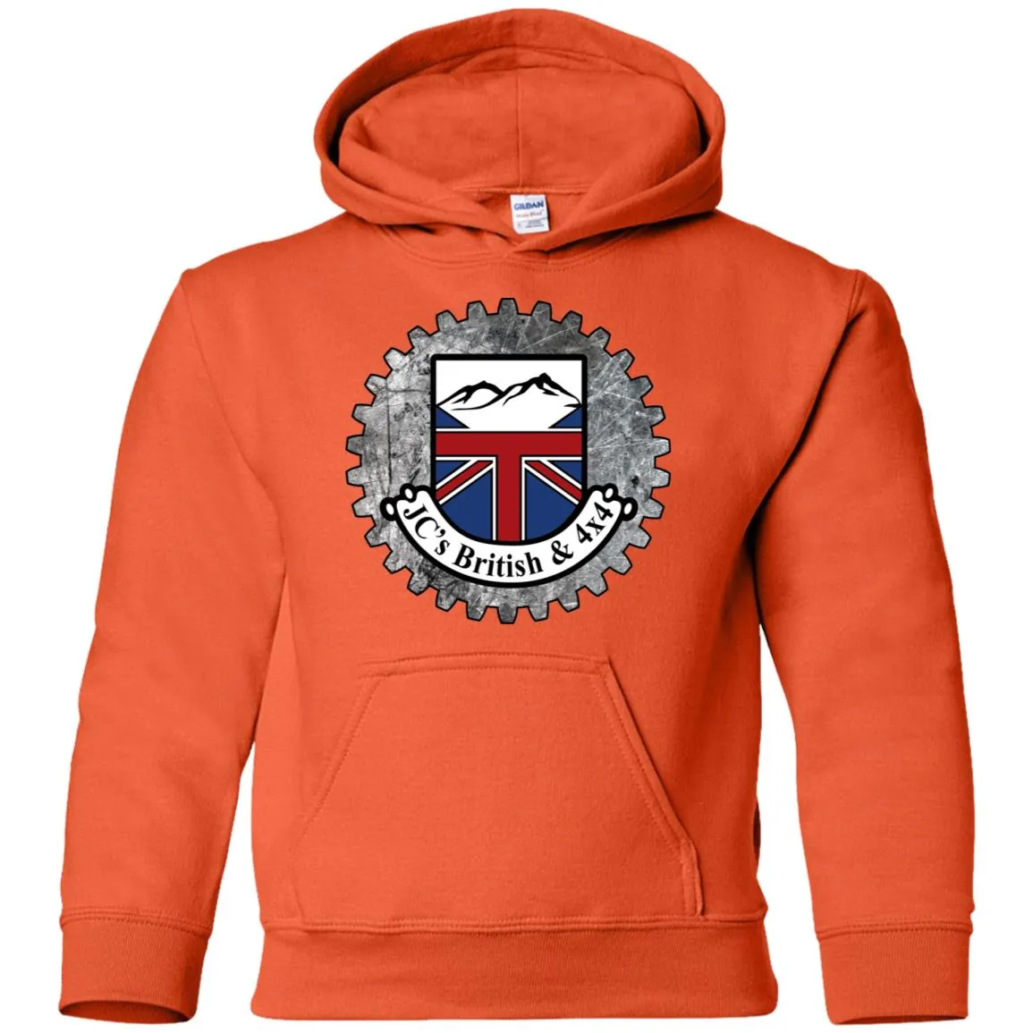 JC's British round logo G185B Gildan Youth Pullover Hoodie